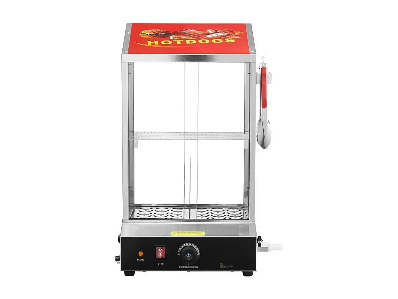 Cuiseur Vapeur SucceBuy pour Hot-Dogs Commercial, Chauffe-Petits Pains Électrique à 2 Niveaux Portes Coulissantes, 37 L