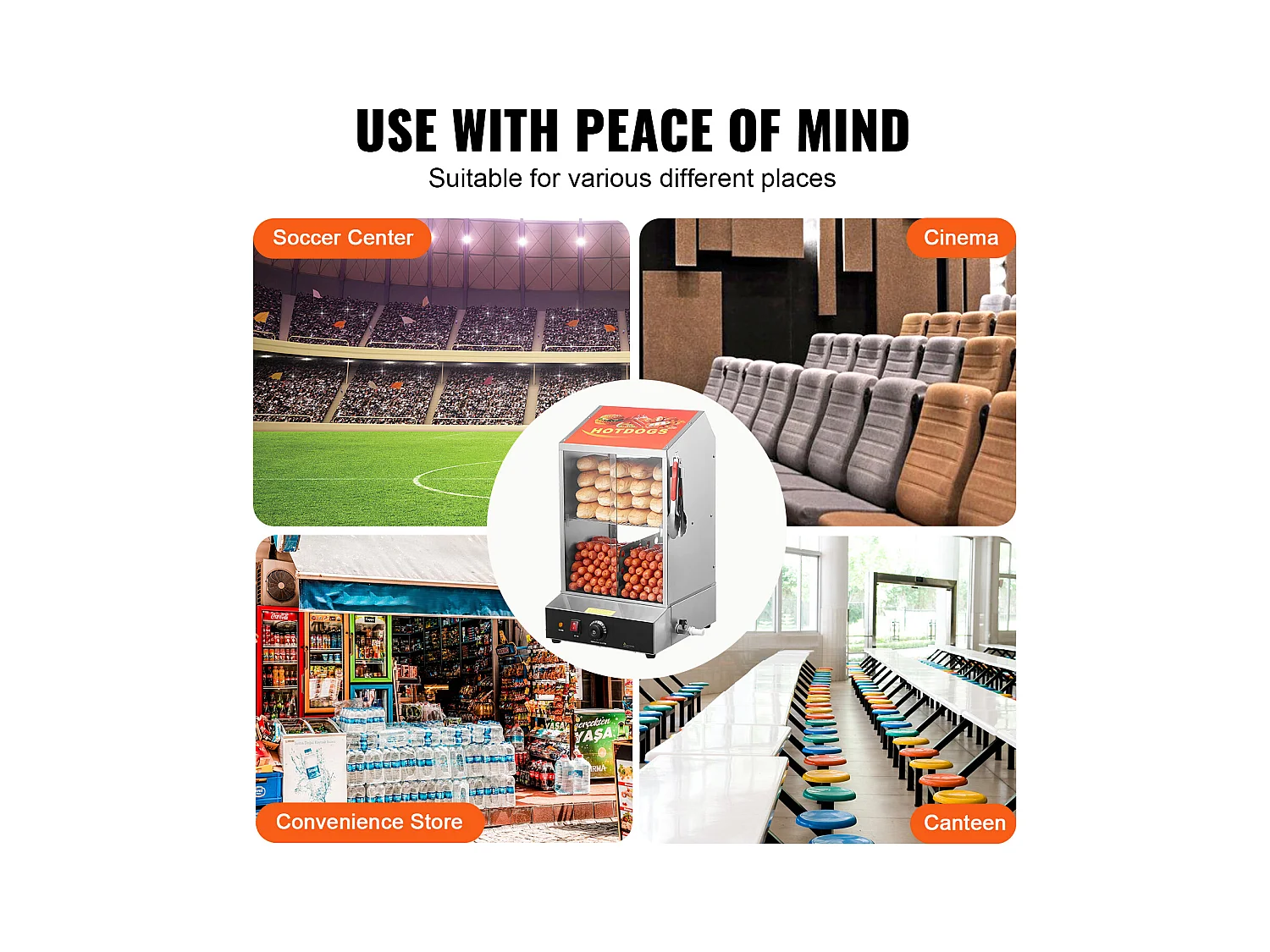 Cuiseur Vapeur SucceBuy pour Hot-Dogs Commercial, Chauffe-Petits Pains Électrique à 2 Niveaux Portes Coulissantes, 37 L