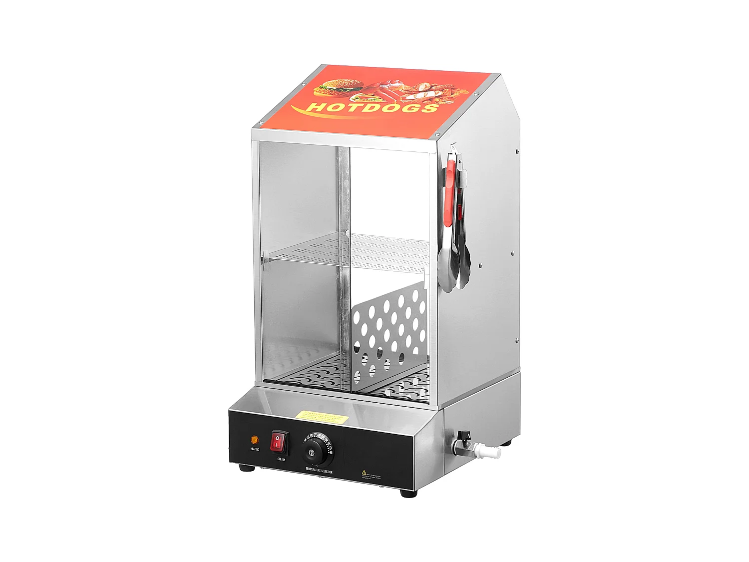 Cuiseur Vapeur SucceBuy pour Hot-Dogs Commercial, Chauffe-Petits Pains Électrique à 2 Niveaux Portes Coulissantes, 37 L