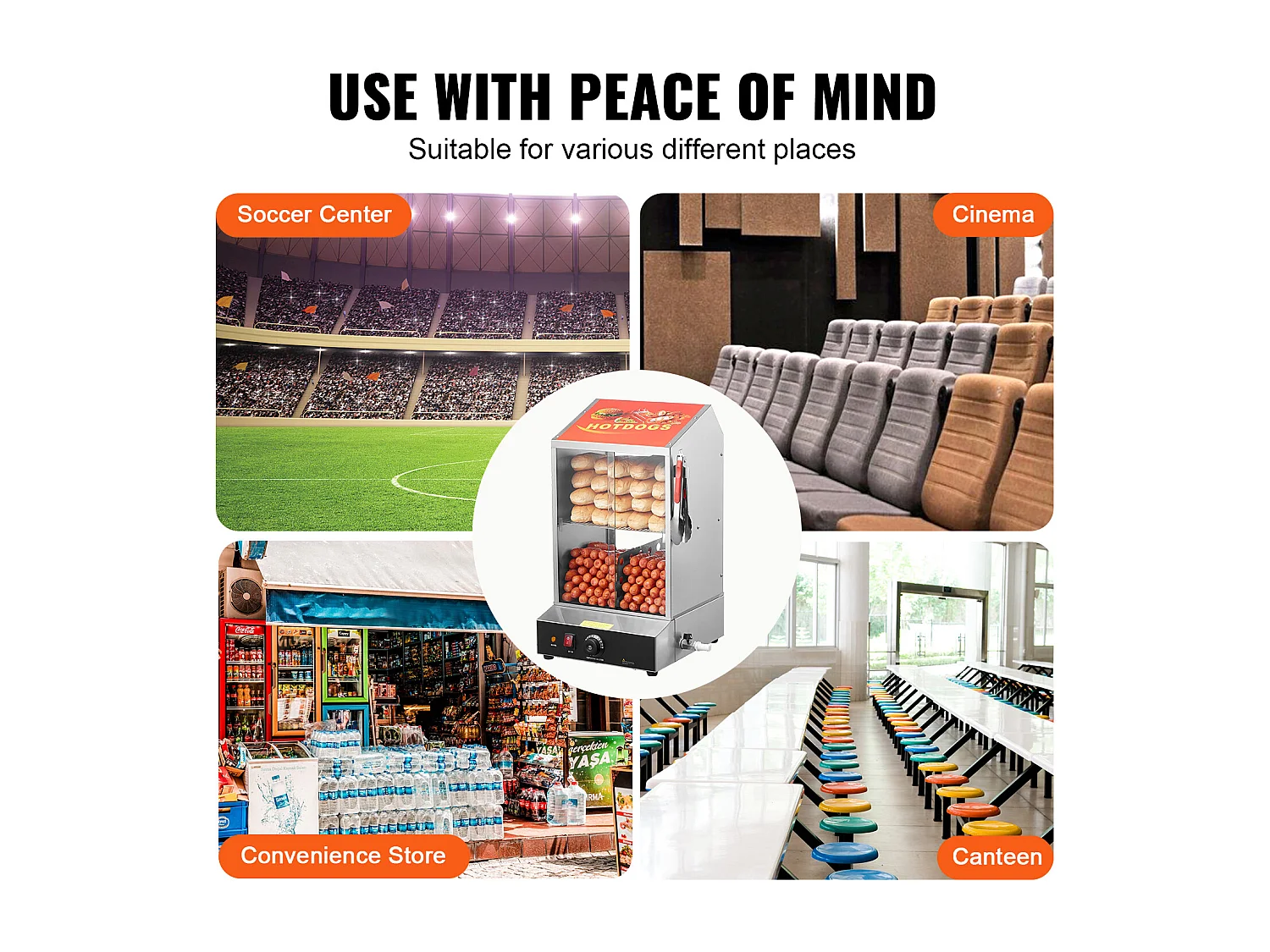 Cuiseur Vapeur SucceBuy pour Hot-Dogs Commercial, Chauffe-Petits Pains Électrique à 2 Niveaux Portes Coulissantes, 37 L