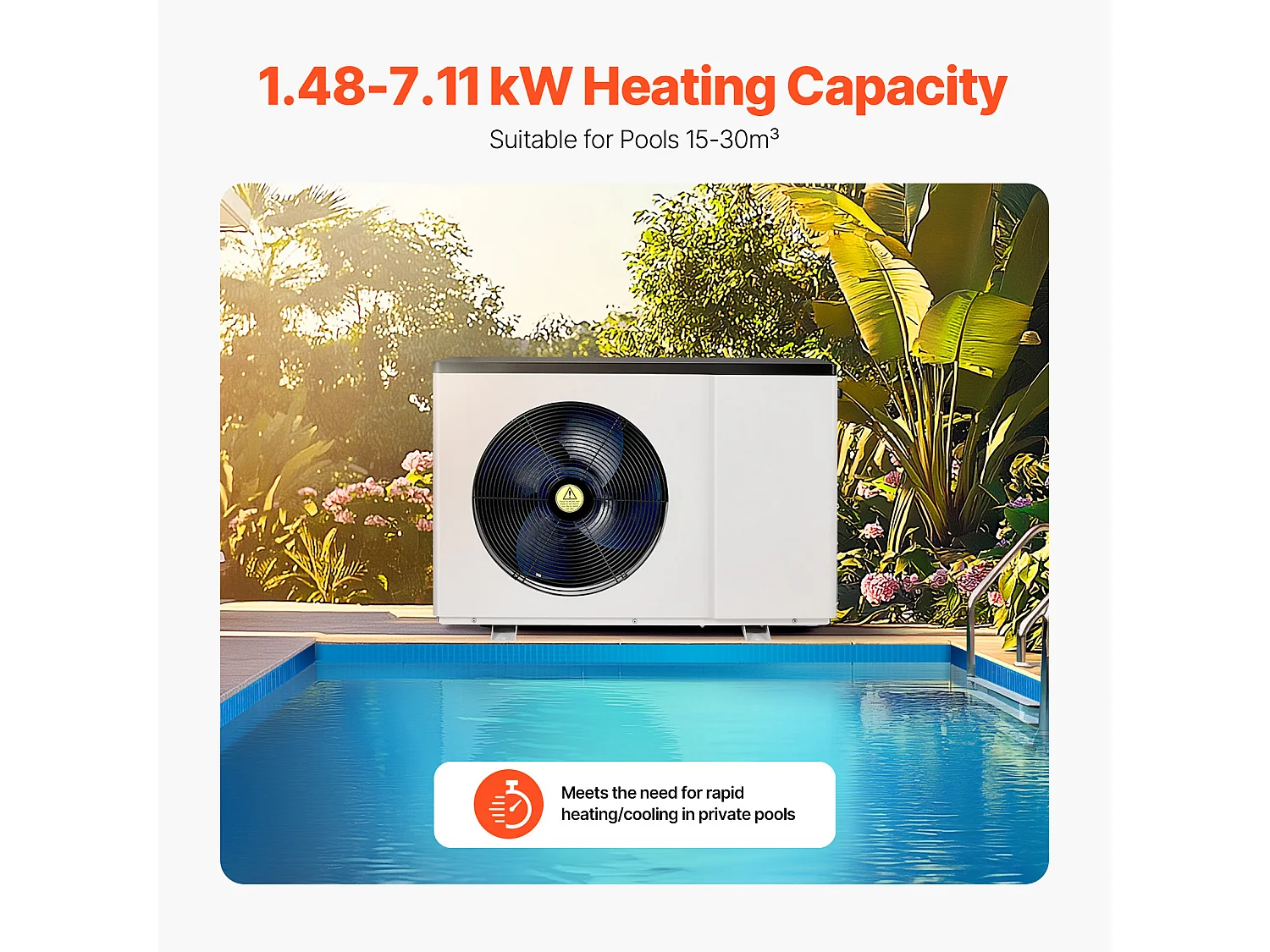 Pompe à Chaleur électrique pour Piscine SucceBuy 1,48-7,11 kW pour Diverses Piscines