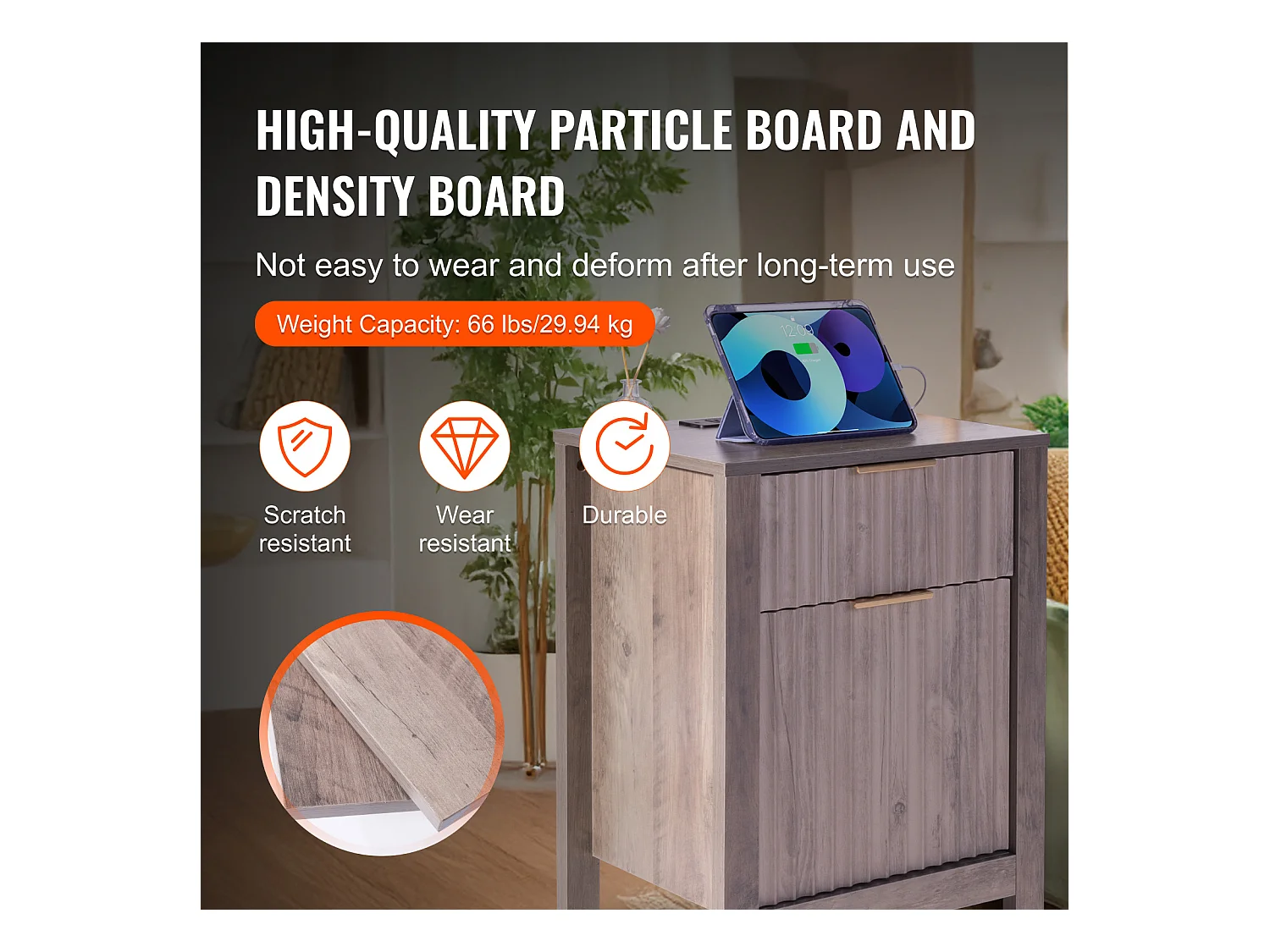 Table d'Appoint SucceBuy, Lot de 2, 3 Niveaux, Gris, avec Ports et Prises USB