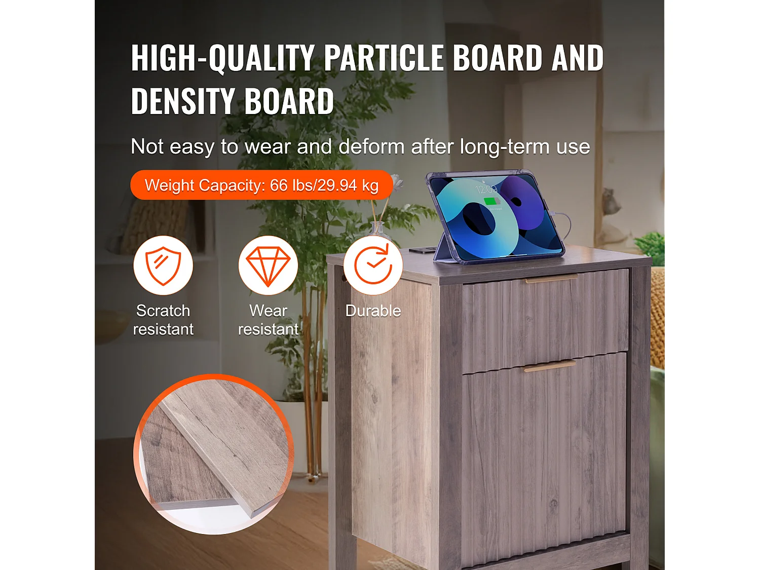 Table d'Appoint SucceBuy, Lot de 2, 3 Niveaux, Gris, avec Ports et Prises USB