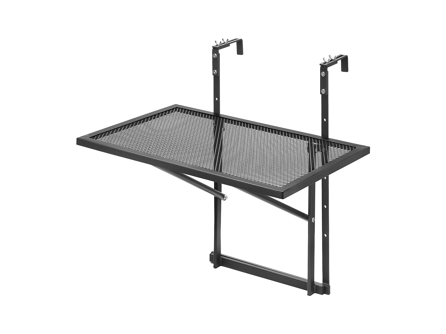 Balkon-Hängetisch, SucceBuy Balkon-Hängetisch, 48 × 61 cm, Outdoor-Tisch mit Metallgeländer, Verstellbar