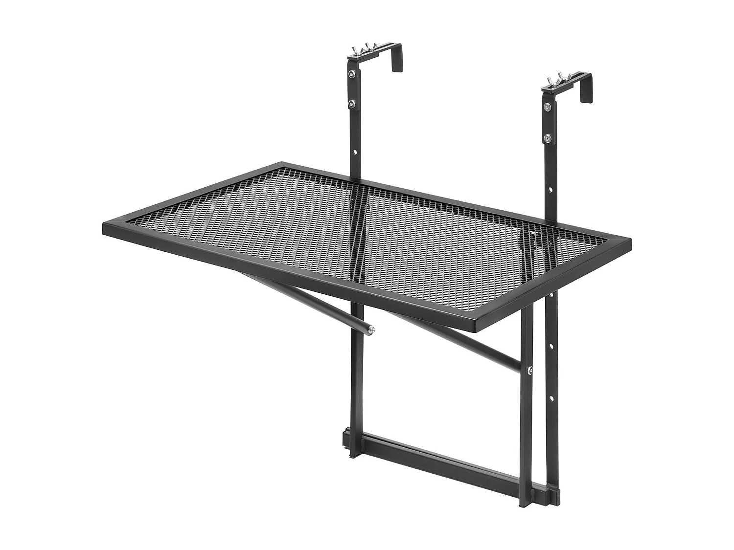 Table Suspendue de Balcon, SucceBuy Table Suspendue pour Balcon, 48 × 61 cm, Table d'Extérieur avec Balustrade en Métal, Réglable