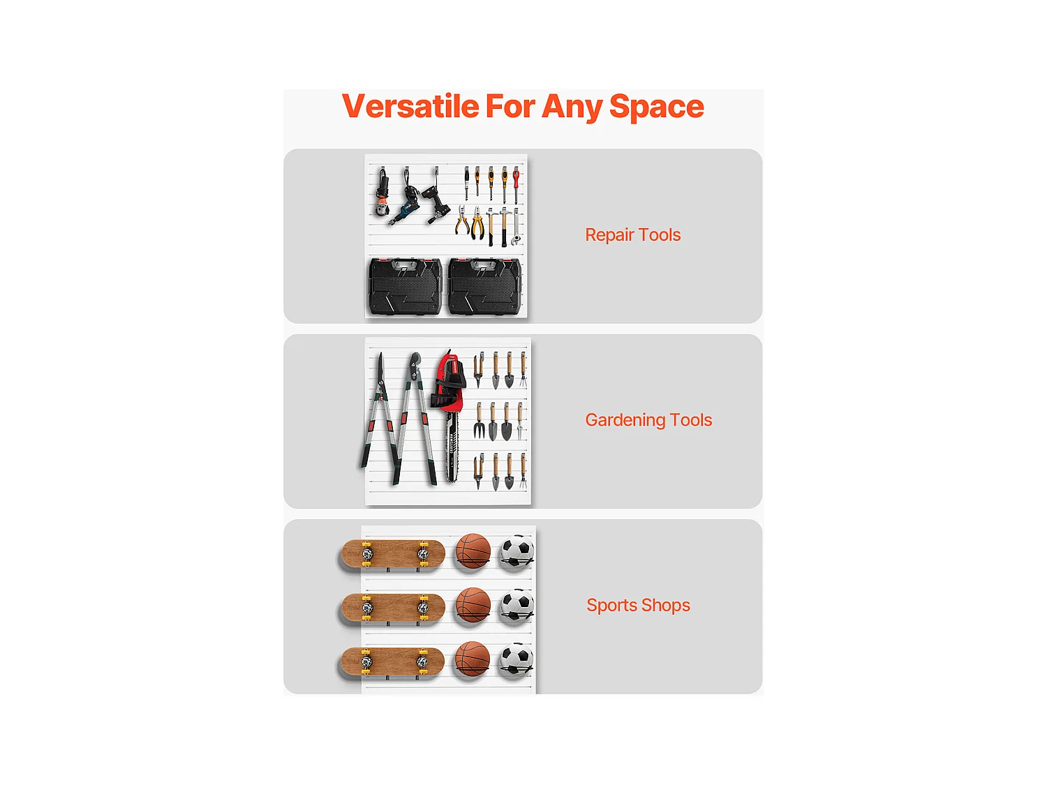 Panneau Mural à Lattes SucceBuy, 122 x 122 cm, Lattes de Garage en PVC Blanc, Conception Modulaire