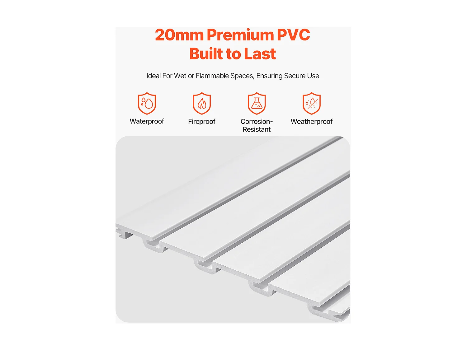 Panneau Mural à Lattes SucceBuy, 122 x 122 cm, Lattes de Garage en PVC Blanc, Conception Modulaire