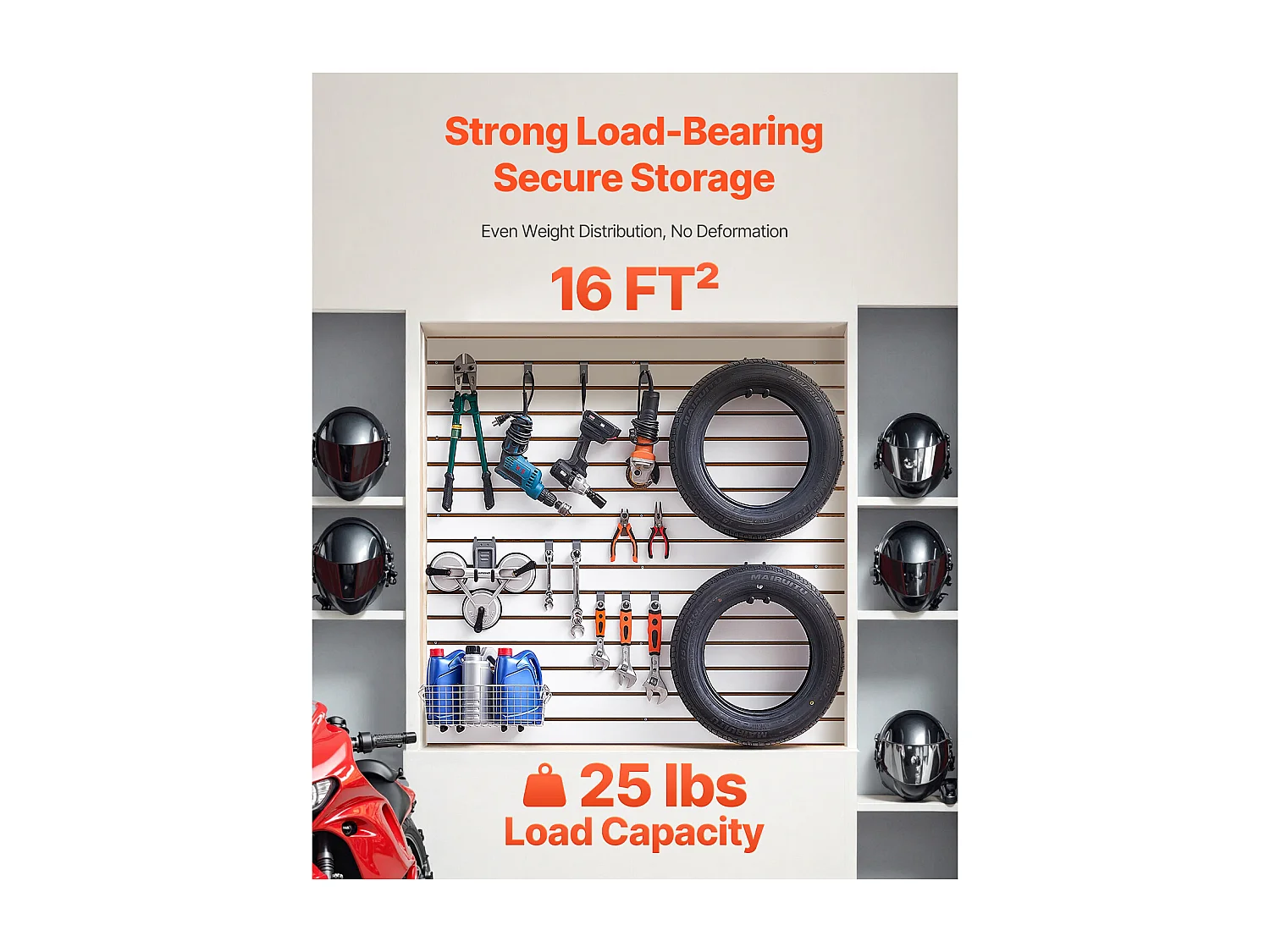 Panneau Mural à Lattes SucceBuy, 122 x 122 cm, Lattes de Garage en MDF Blanc, Conception Modulaire