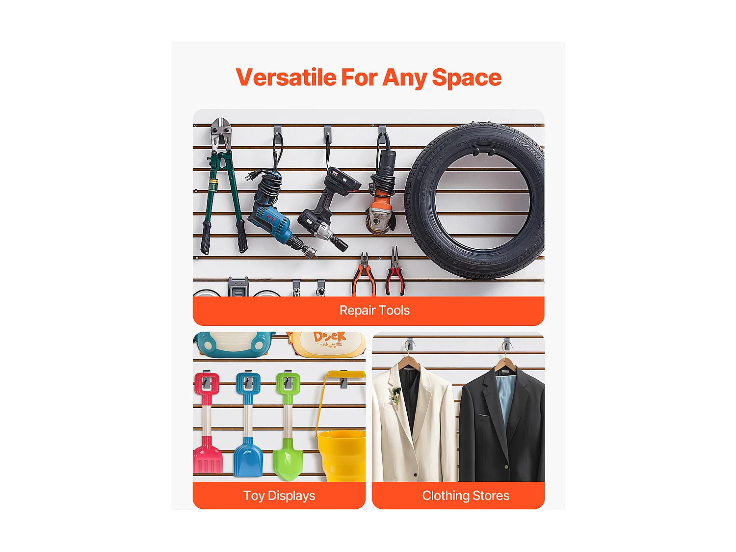 Panneau Mural à Lattes SucceBuy, 122 x 122 cm, Lattes de Garage en MDF Blanc, Conception Modulaire