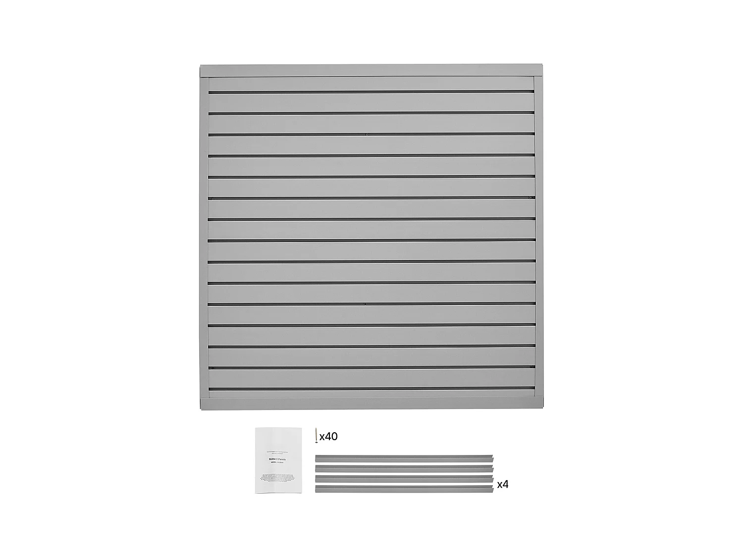 Panneau Mural à Lattes SucceBuy, 122 x 122 cm, Lattes de Garage en PVC Gris, Conception Modulaire