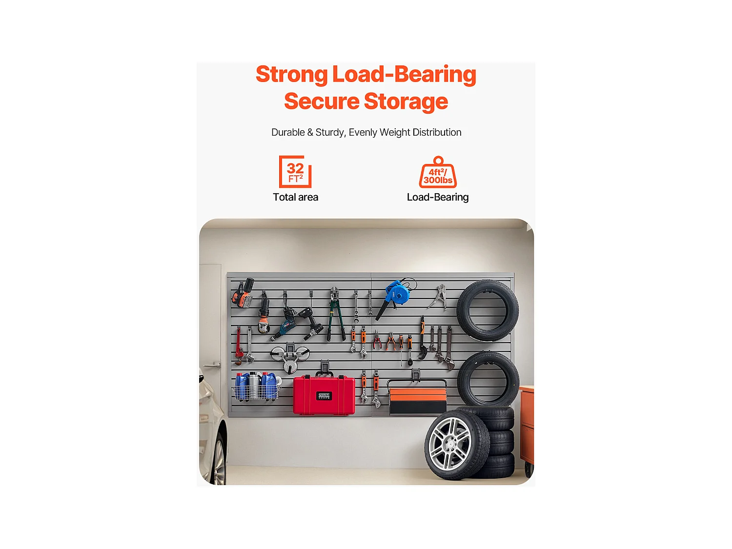 Panneau Mural à Lattes en PVC SucceBuy, 244 x 122 cm, Gris, avec Accessoires, Découpe à Faire Soi-même pour le Rangement et l'Affichage