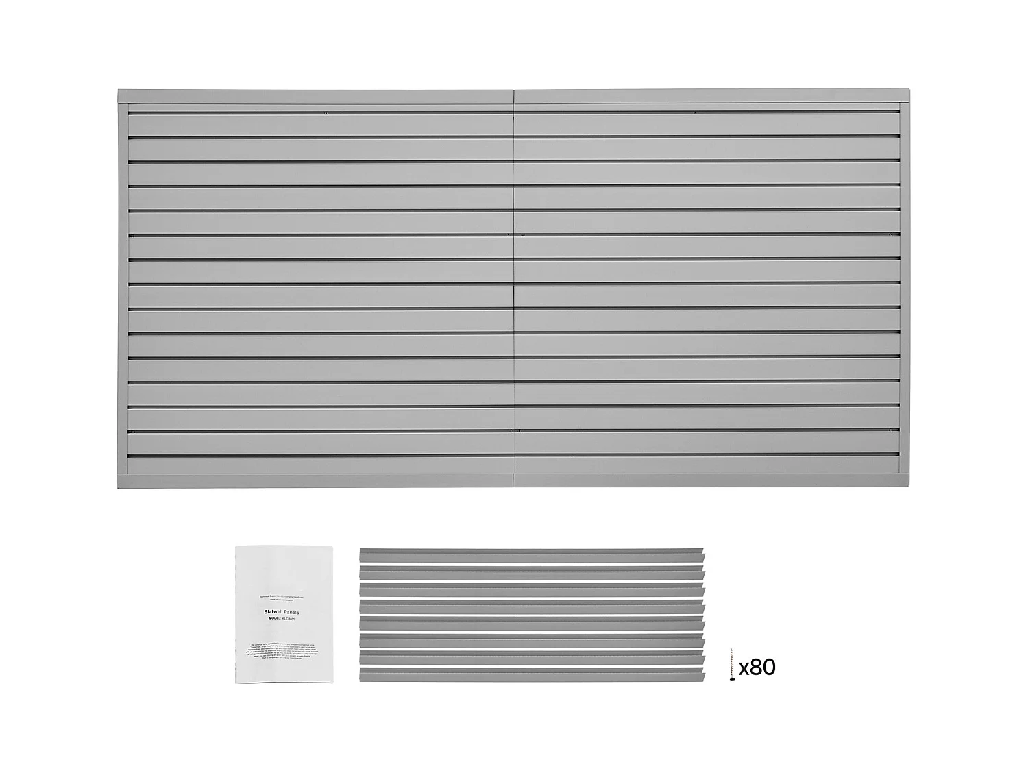 Panneau Mural à Lattes en PVC SucceBuy, 244 x 122 cm, Gris, avec Accessoires
