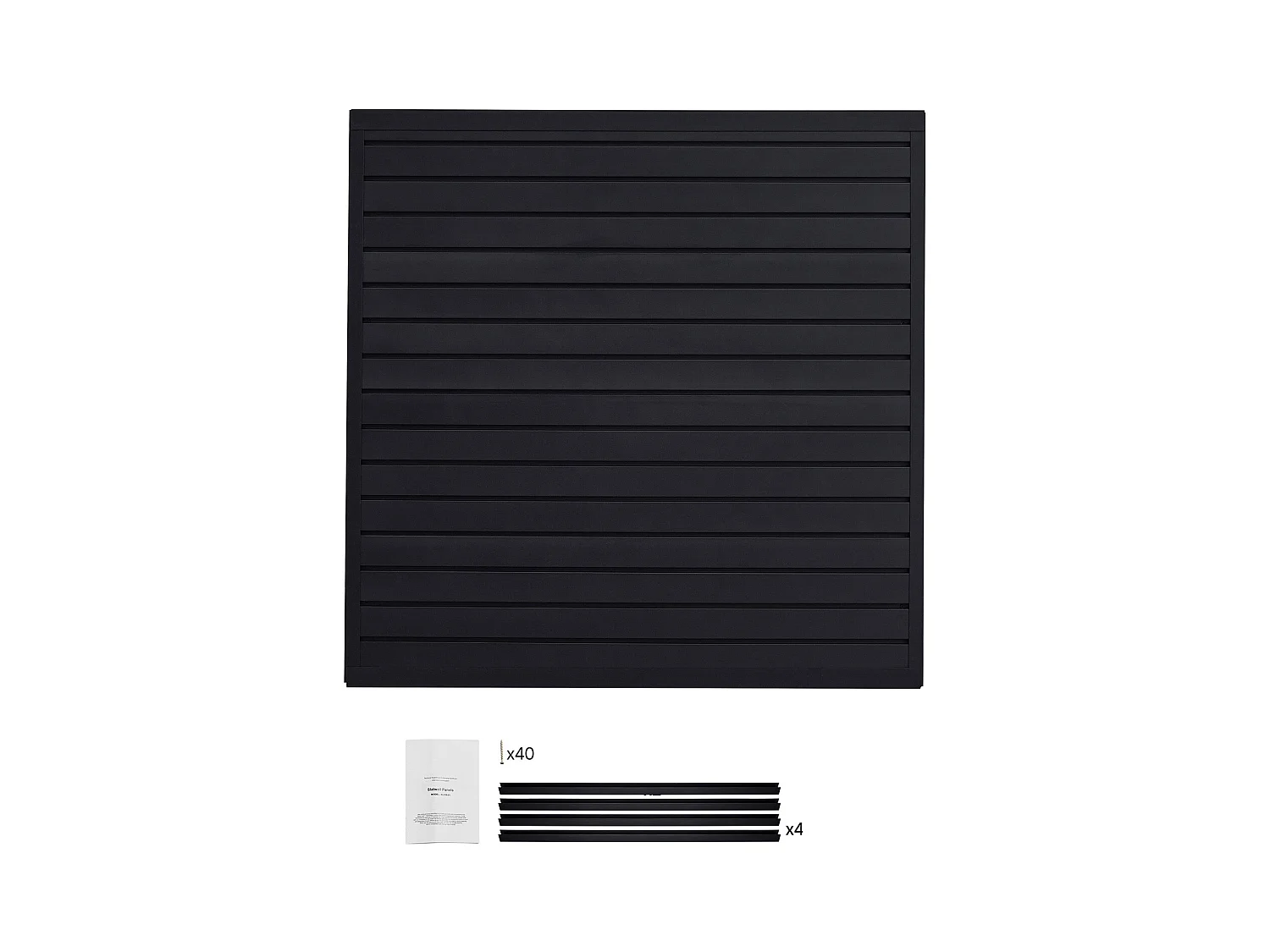 Painel Mural de Lamas SucceBuy, 122 x 122 cm, Lamas de Garagem em PVC Preto, Design Modular