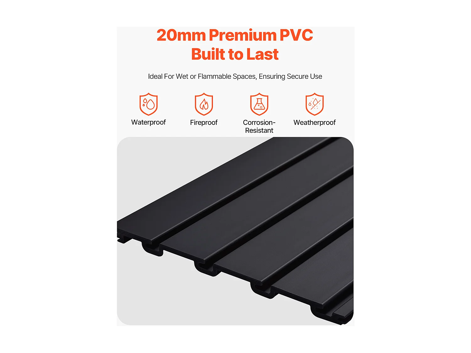 Panneau Mural à Lattes SucceBuy, 122 x 122 cm, Lattes de Garage en PVC Noir, Conception Modulaire