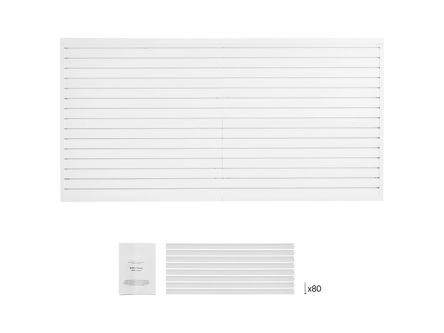 Wandpaneel mit Latten SucceBuy, 244 x 122 cm, weiße PVC-Garagenlatten, mit Montagezubehör