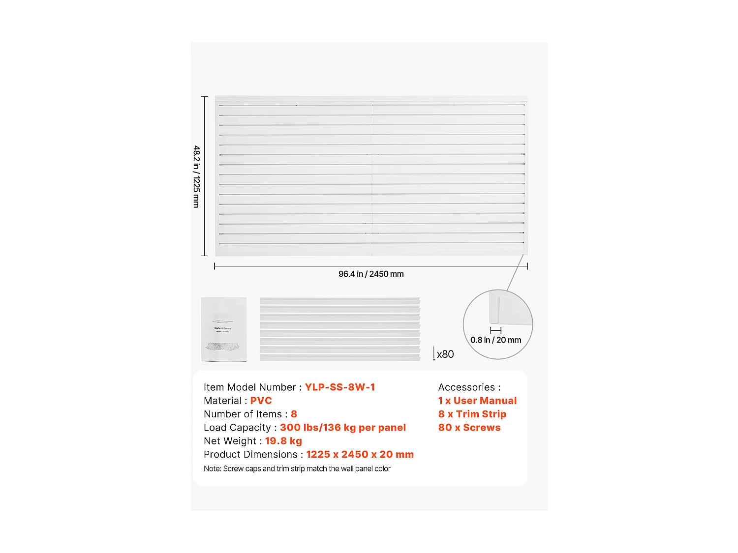 Panneau Mural à Lattes SucceBuy, 244 x 122 cm, Lattes de Garage en PVC Blanc, avec Accessoires Introduction