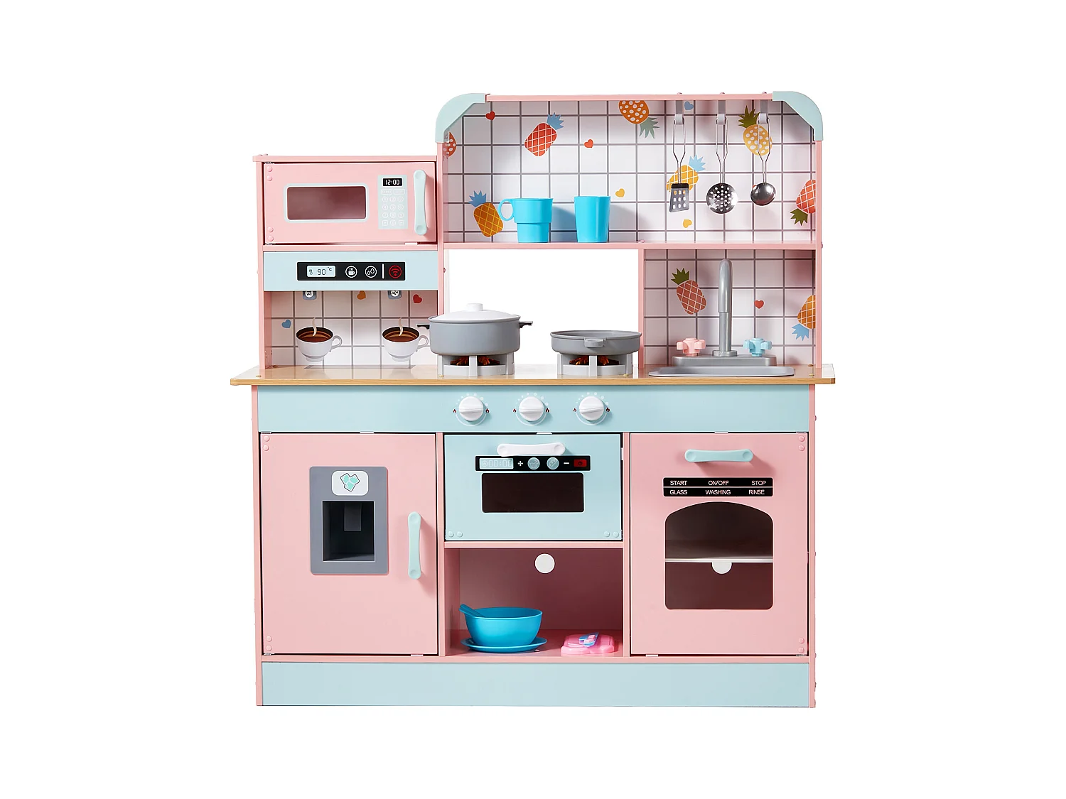 SucceBuy Ensemble de Cuisine pour Enfants, Jouet de Simulation 24 PCS Accessoires, Rose