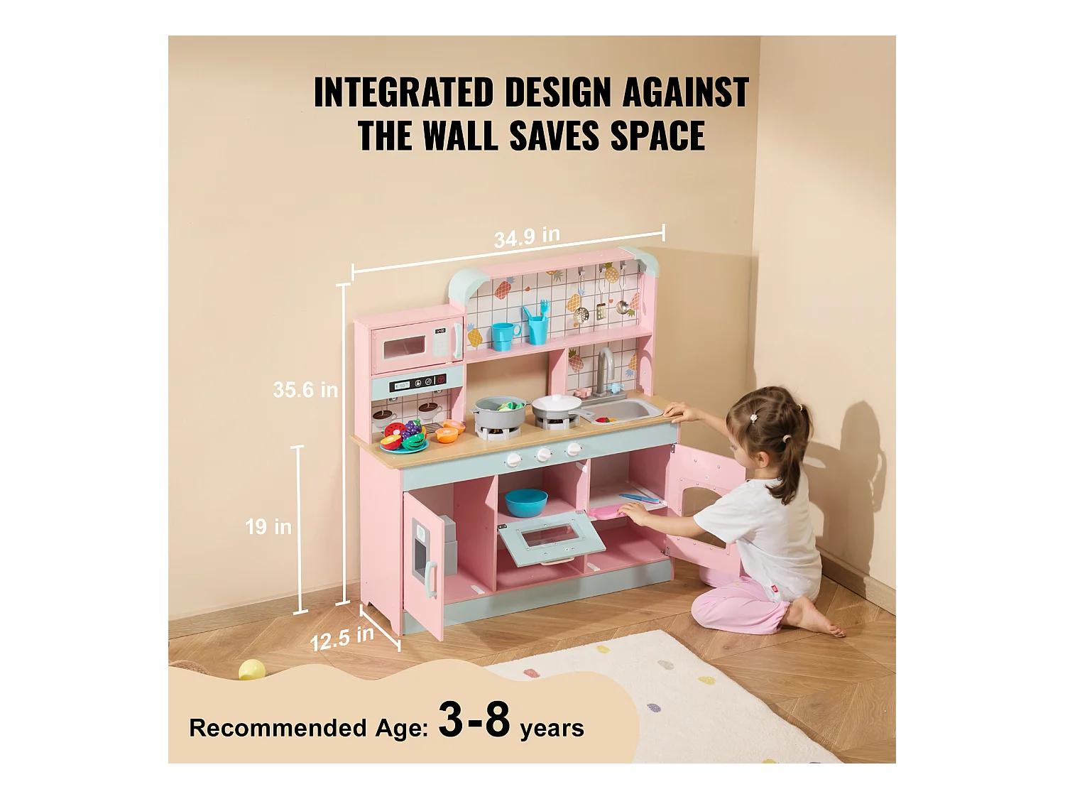 SucceBuy Ensemble de Cuisine pour Enfants, Jouet de Simulation 24 PCS Accessoires, Rose