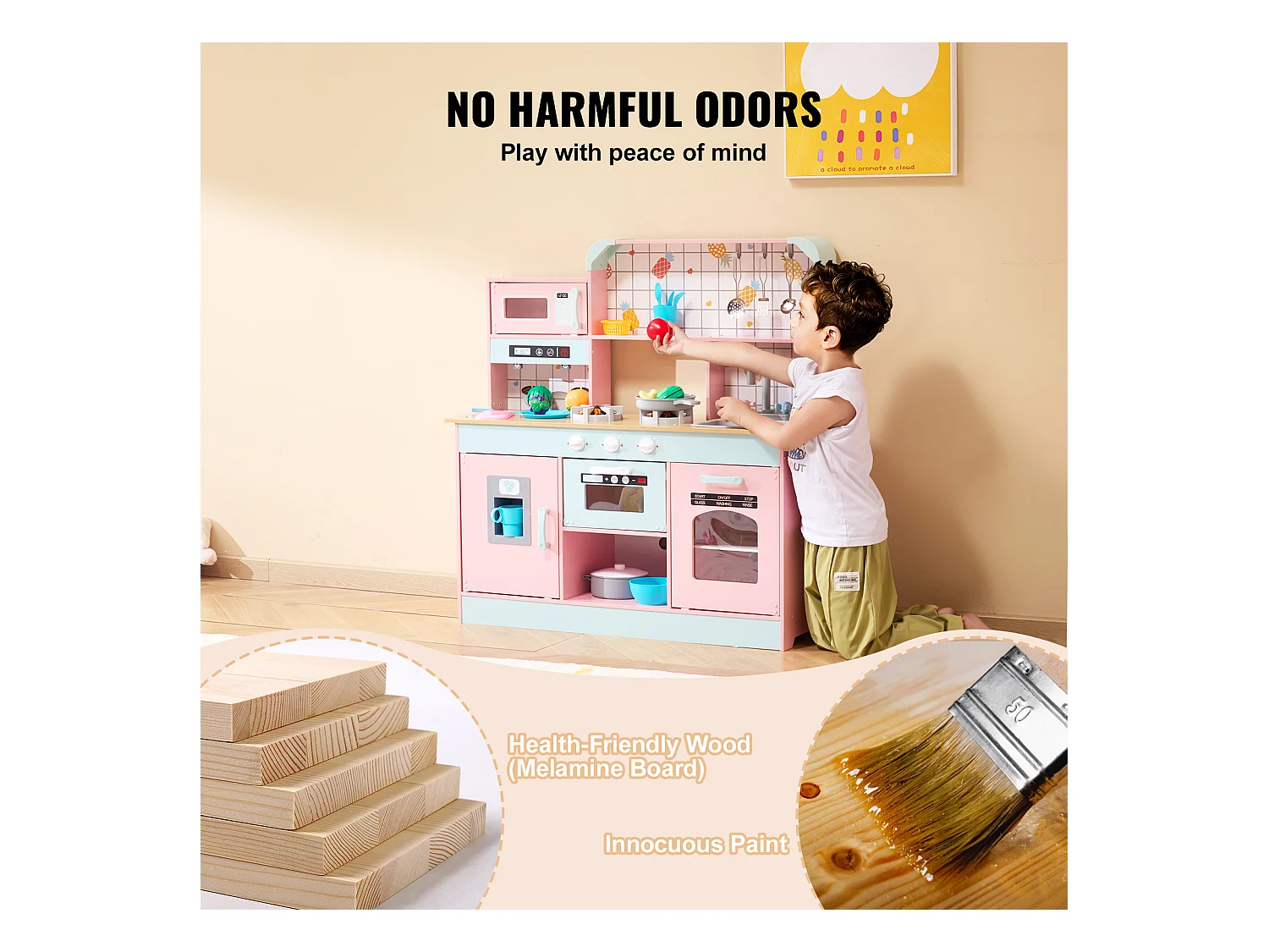 SucceBuy Ensemble de Cuisine pour Enfants, Jouet de Simulation 24 PCS Accessoires, Rose