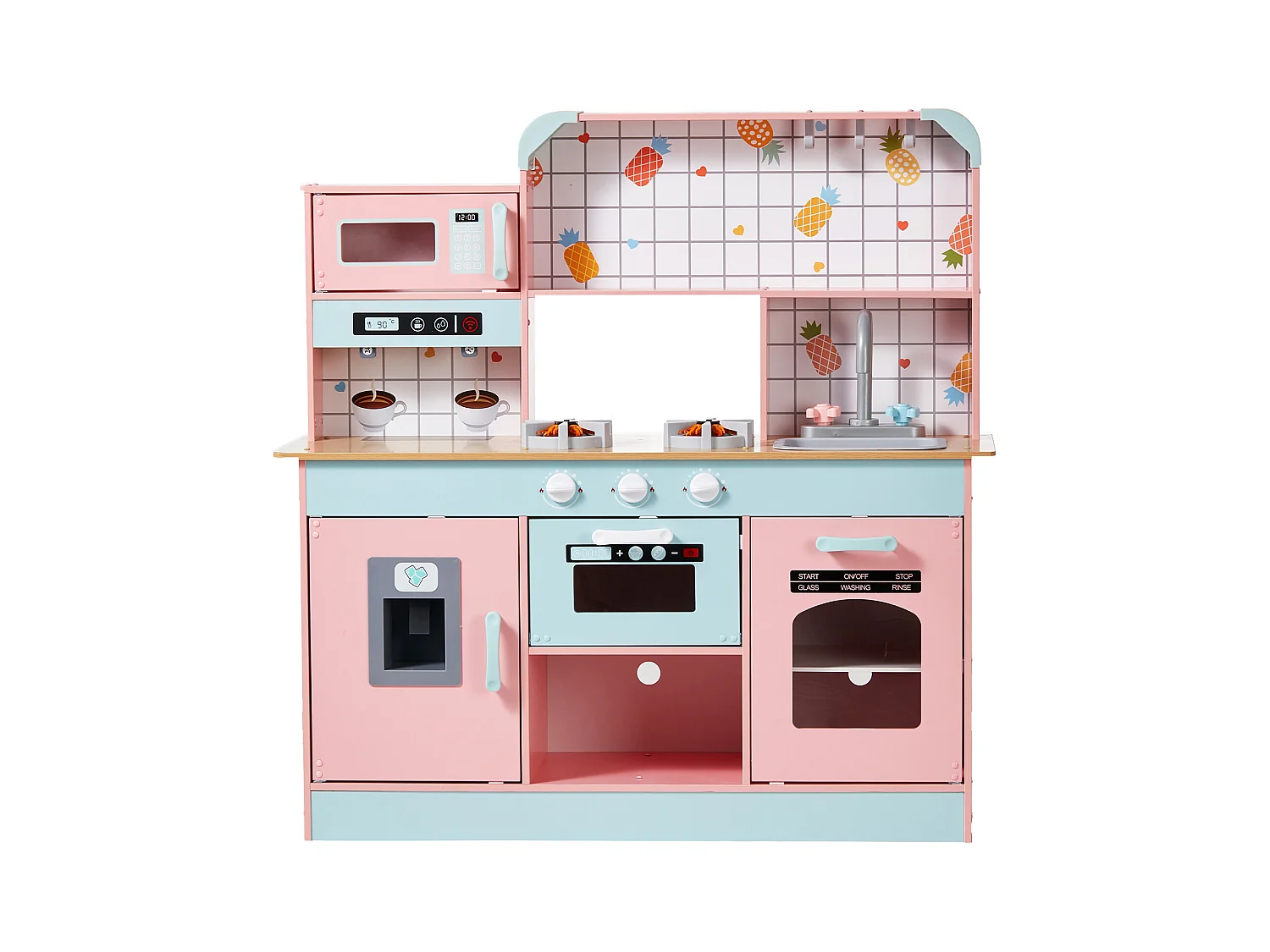 SucceBuy Ensemble de Cuisine pour Enfants, Jouet de Simulation 24 PCS Accessoires, Rose