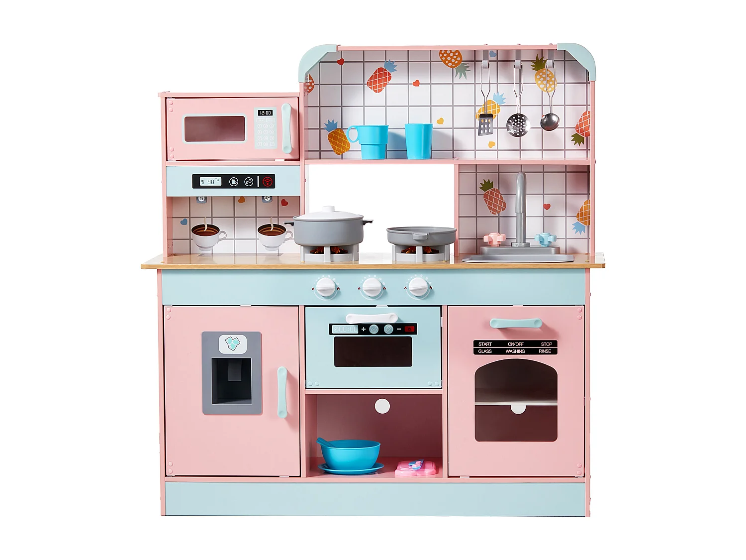 SucceBuy Ensemble de Cuisine pour Enfants, Jouet de Simulation 24 PCS Accessoires, Rose