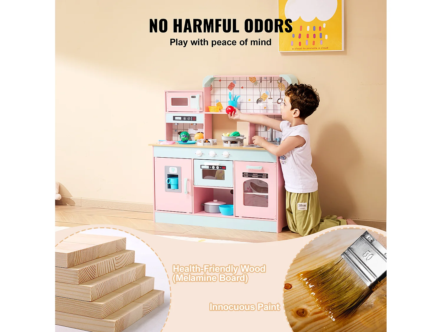 SucceBuy Ensemble de Cuisine pour Enfants, Jouet de Simulation 24 PCS Accessoires, Rose