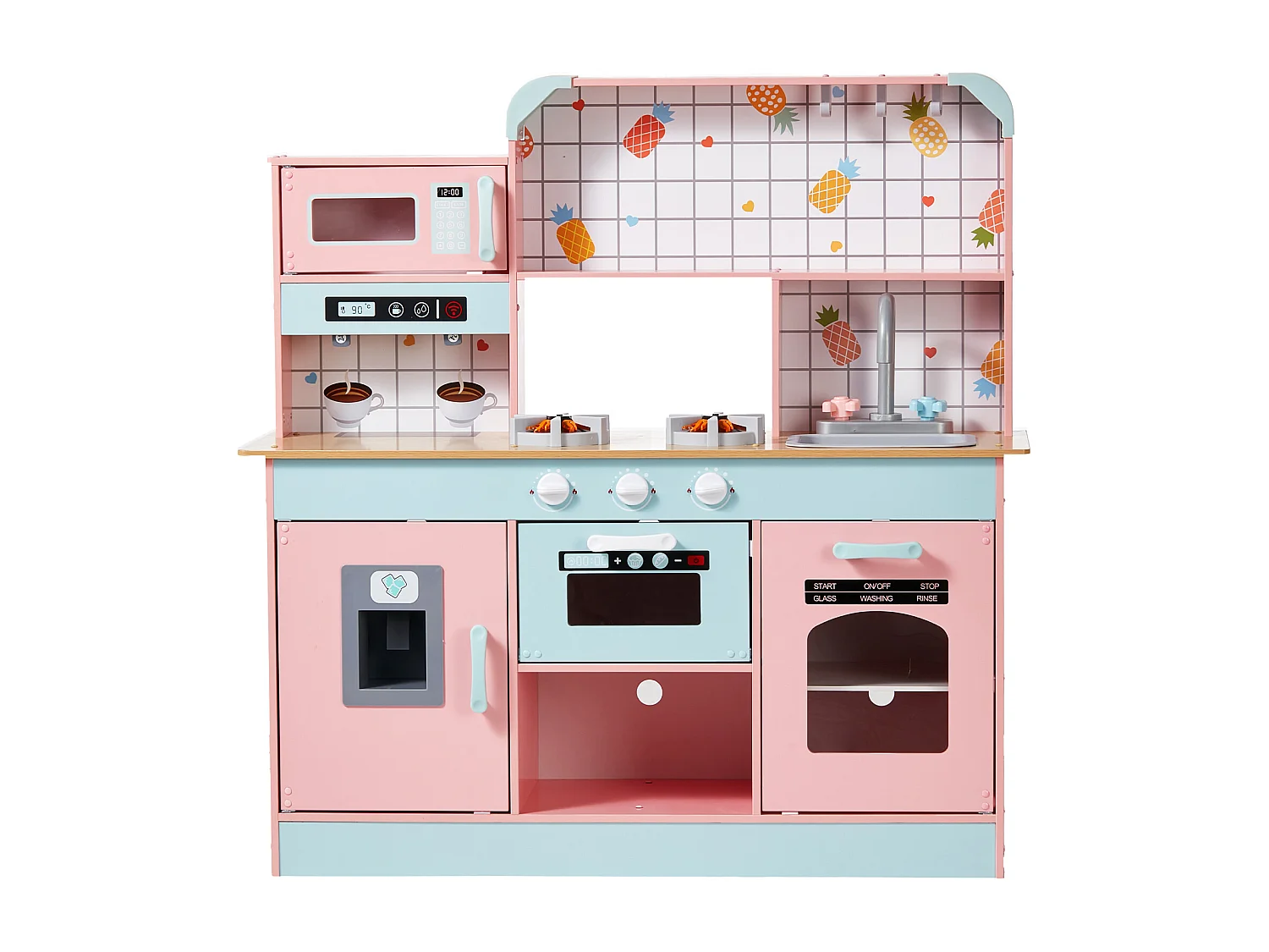 SucceBuy Ensemble de Cuisine pour Enfants, Jouet de Simulation 24 PCS Accessoires, Rose