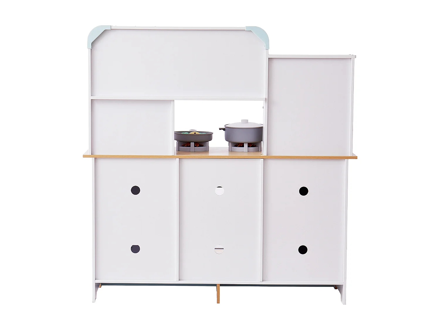 Ensemble de Cuisine SucceBuy pour Enfants, Cuisine de Jeu en Bois avec Lumières et Sons, Jouet de Cuisine avec 24 Pièces, Blanc