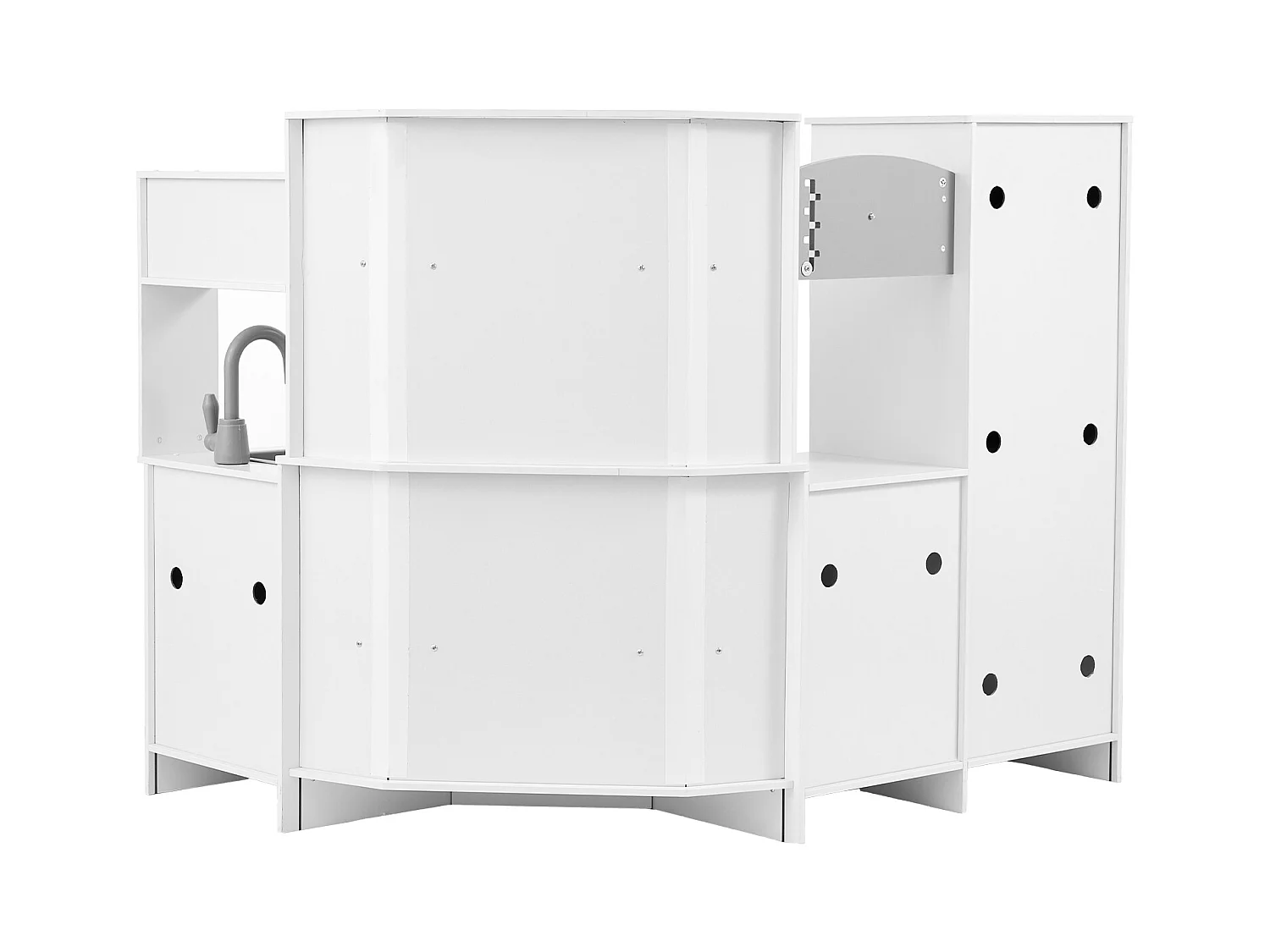 Küchenset SucceBuy für Kinder, Holzspielküche, Fiktives Küchenspielzeug 24 PCS Zubehör, Weiß