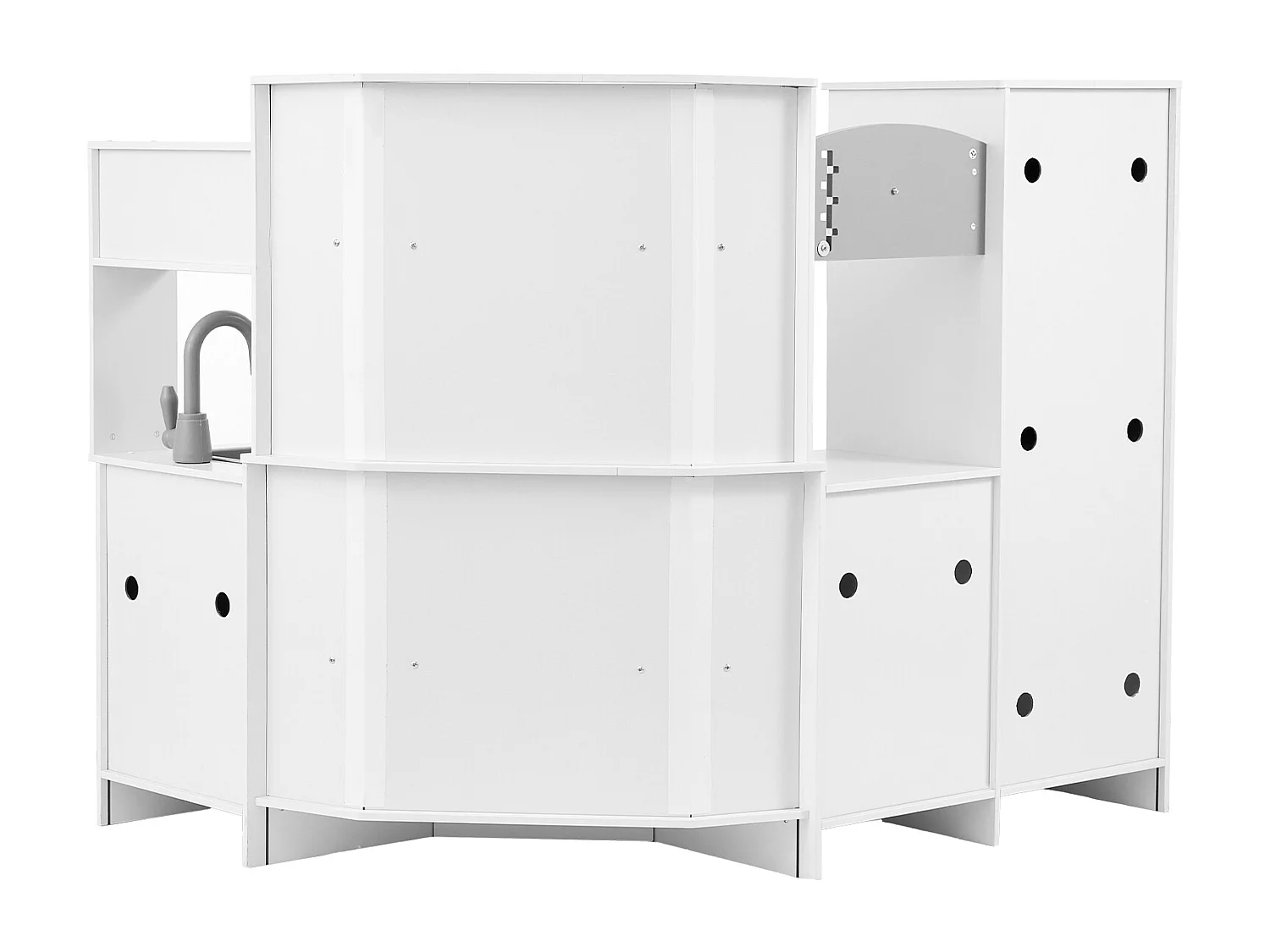 Ensemble de Cuisine SucceBuy pour Enfants, Cuisine de Jeu en Bois, Jouet de Cuisine Factice 24 PCS Accessoires, Blanc