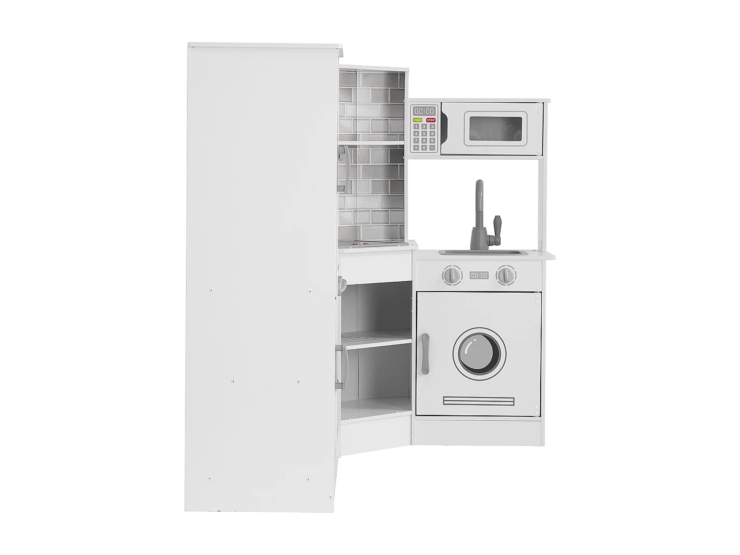 Ensemble de Cuisine SucceBuy pour Enfants, Cuisine de Jeu en Bois, Jouet de Cuisine Factice 24 PCS Accessoires, Blanc