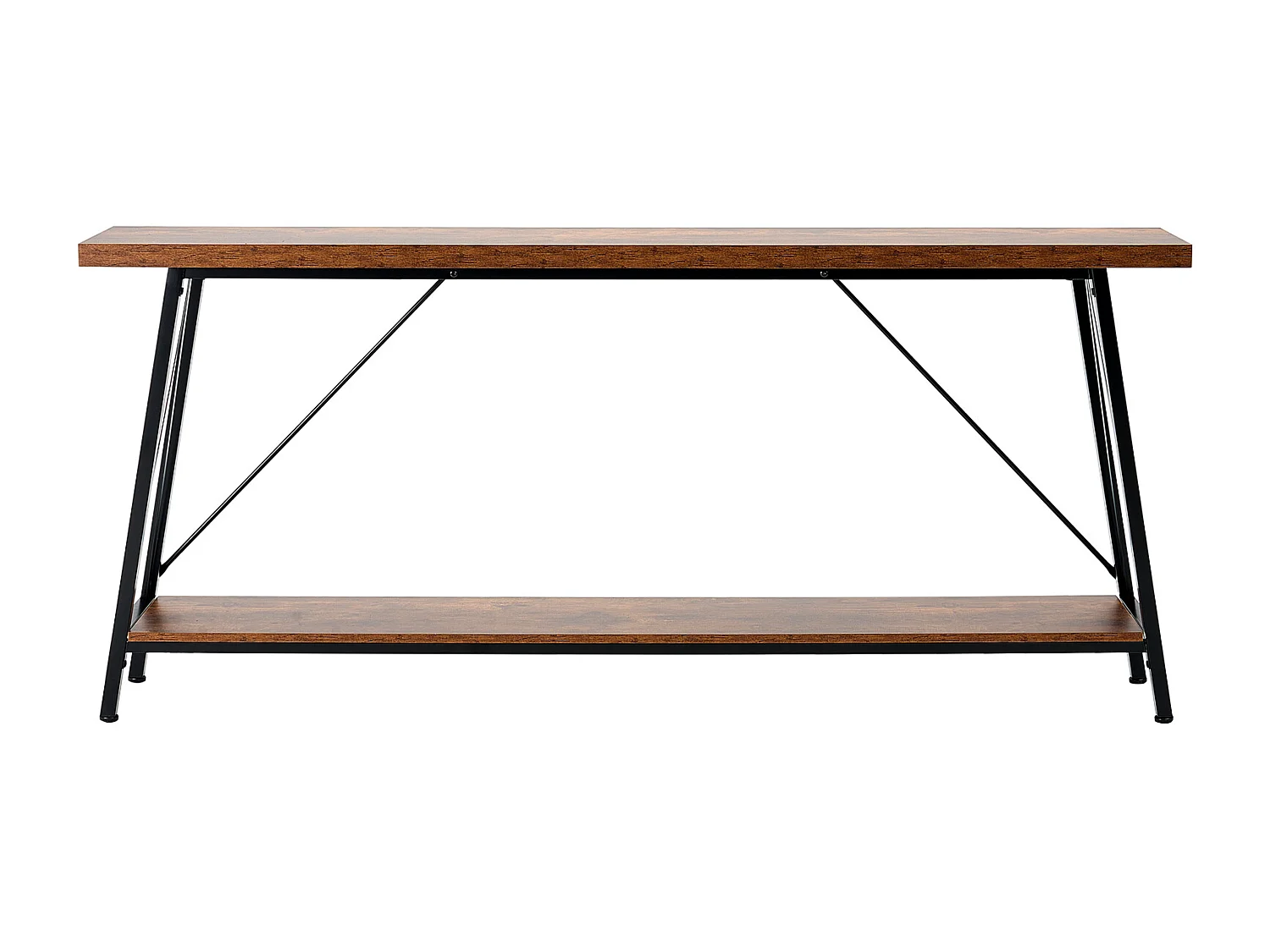 Table Console SucceBuy 180 cm, 2 Niveaux, Marron-Noir, Table Console Étroite pour Canapé