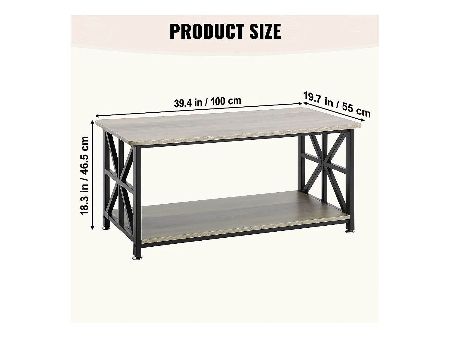 Table Basse SucceBuy, 1000 mm, Marron-Noir, Rectangulaire Avec Compartiment De Rangement Ouvert, pour Salon, Chambre, Appartement, Studio