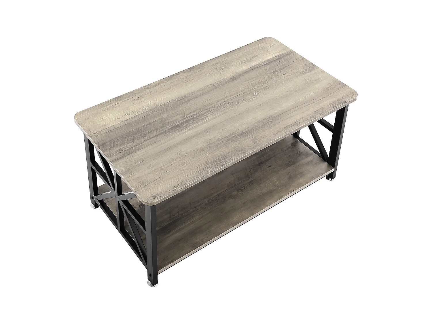 Table Basse SucceBuy, 1000 mm, Marron-Noir, Rectangulaire Avec Compartiment De Rangement Ouvert, pour Salon, Chambre, Appartement, Studio