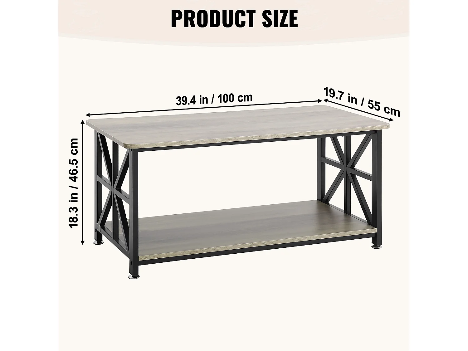 Table Basse SucceBuy, 1000 mm, Marron-Noir, Rectangulaire Avec Compartiment De Rangement Ouvert, pour Salon, Chambre, Appartement, Studio