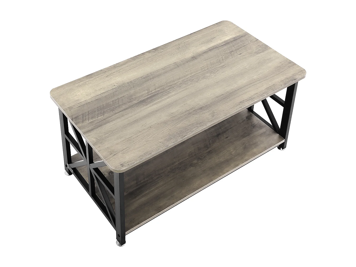 Table Basse SucceBuy, 1000 mm, Marron-Noir, Rectangulaire Avec Compartiment De Rangement Ouvert, pour Salon, Chambre, Appartement, Studio