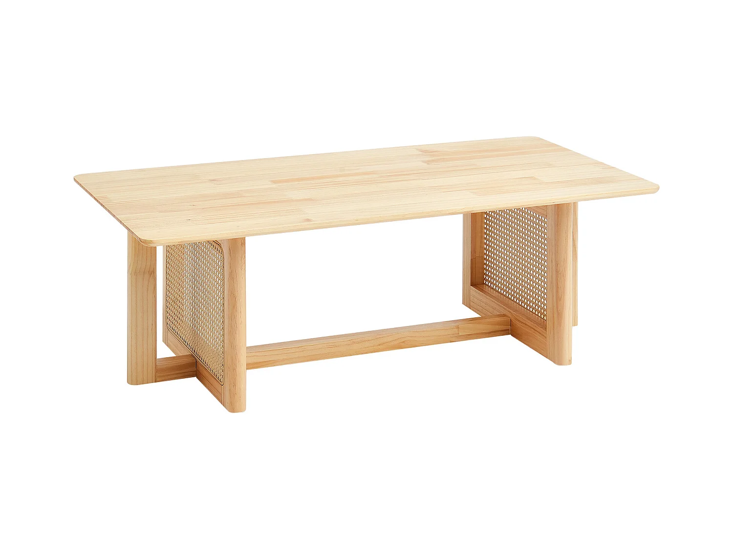 Table Basse SucceBuy 120 x 60 x 40 cm, Table Basse Rectangulaire en Rotin à 1 Niveau pour le Salon