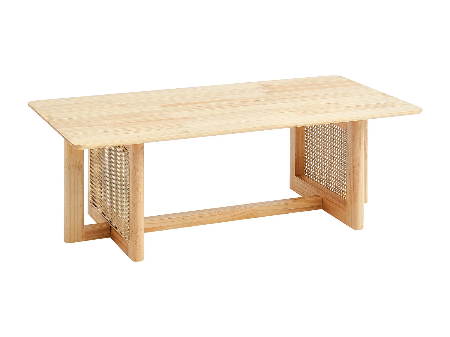 Table Basse SucceBuy 120 x 60 x 40 cm, Table Basse Rectangulaire en Rotin à 1 Niveau pour le Salon