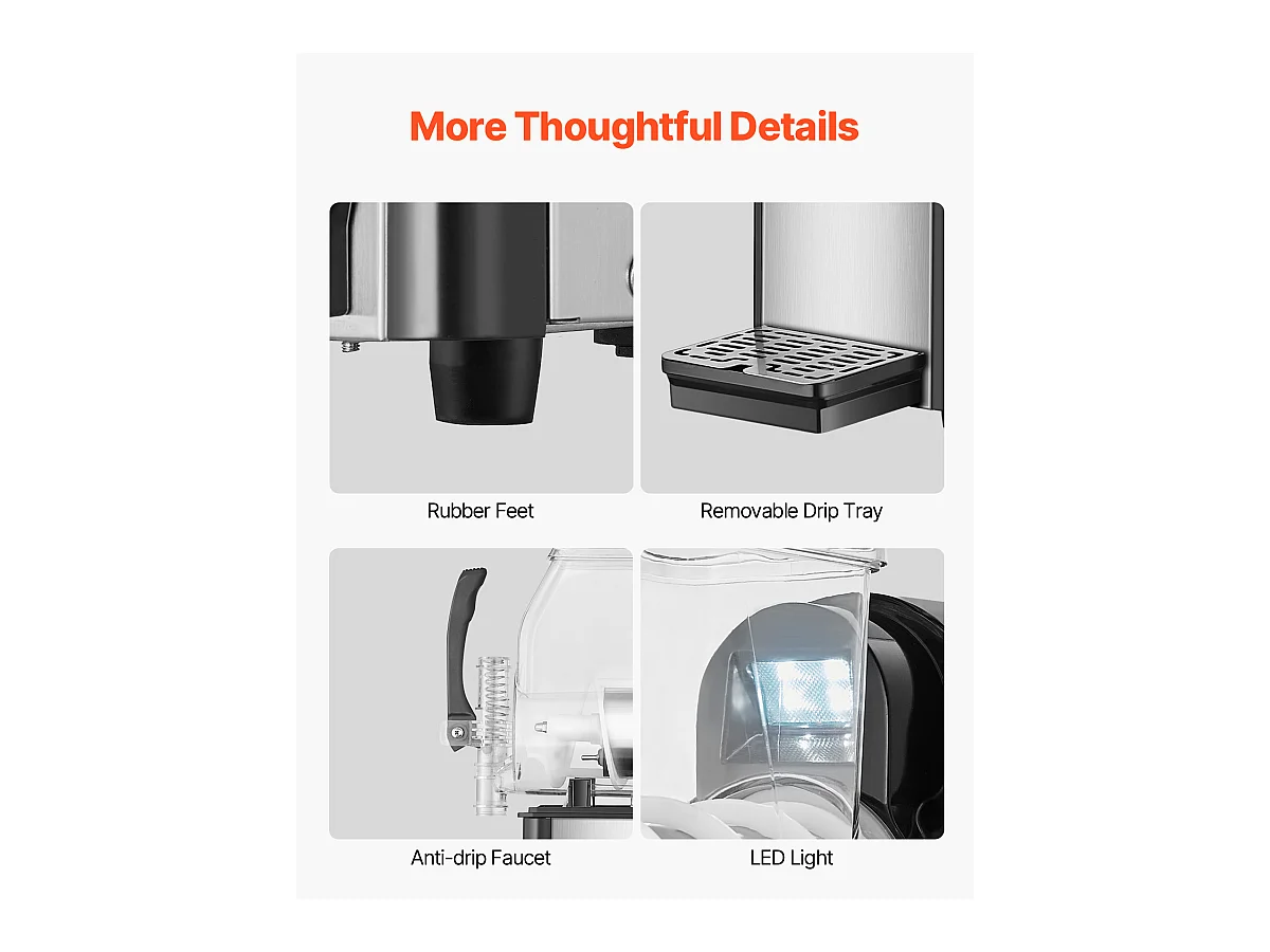 Machine à Granité Commerciale SucceBuy 4 L, Margarita en Acier Inoxydable 16 Tasses, pour la Maison, les Fêtes, les Restaurants, les Cafés