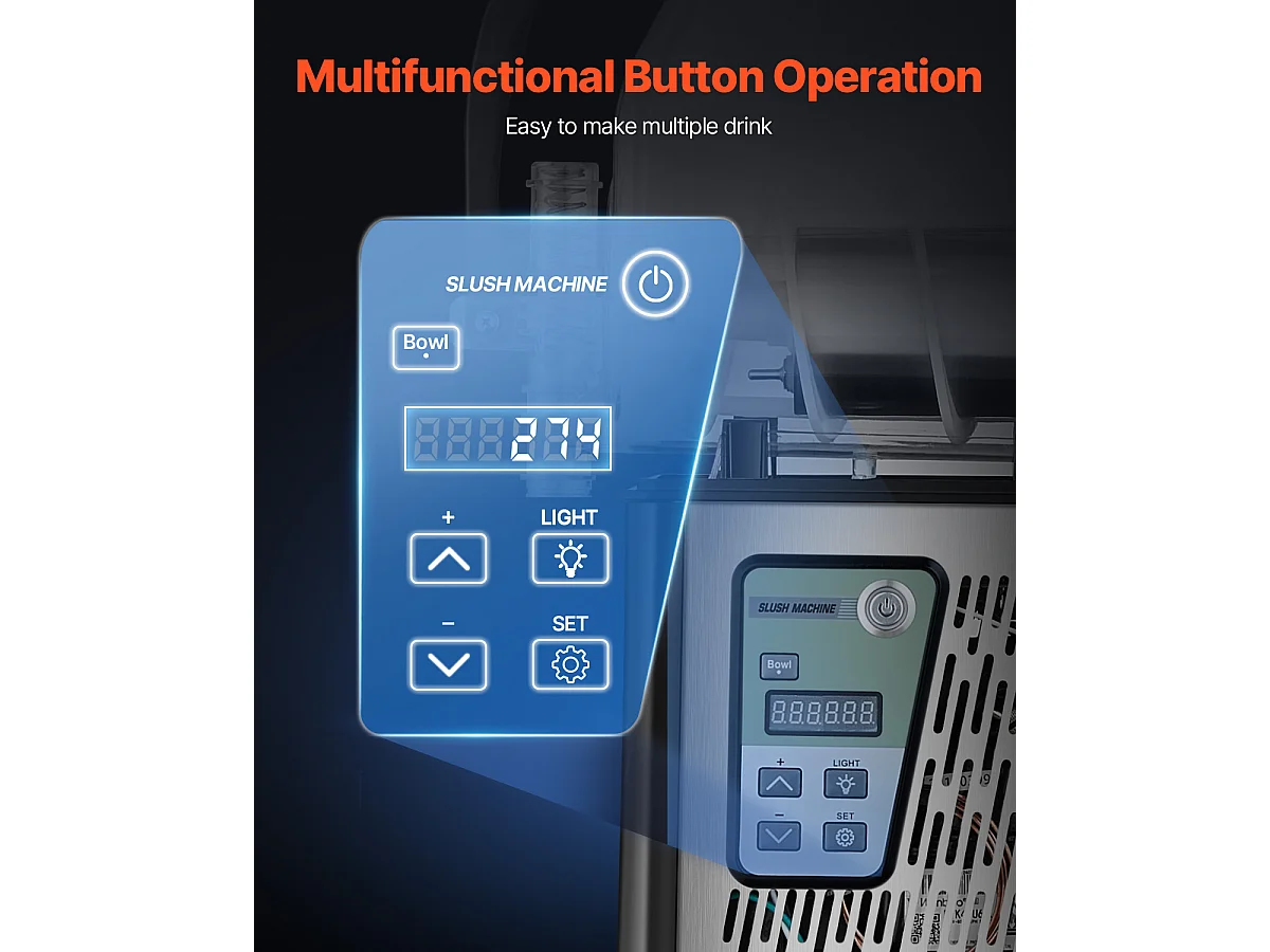 Commerciële Granietenmachine SucceBuy 4 L, Margarita in RVS 16 Bekers, voor het Huis, de Feesten, de Restaurants, de Cafés