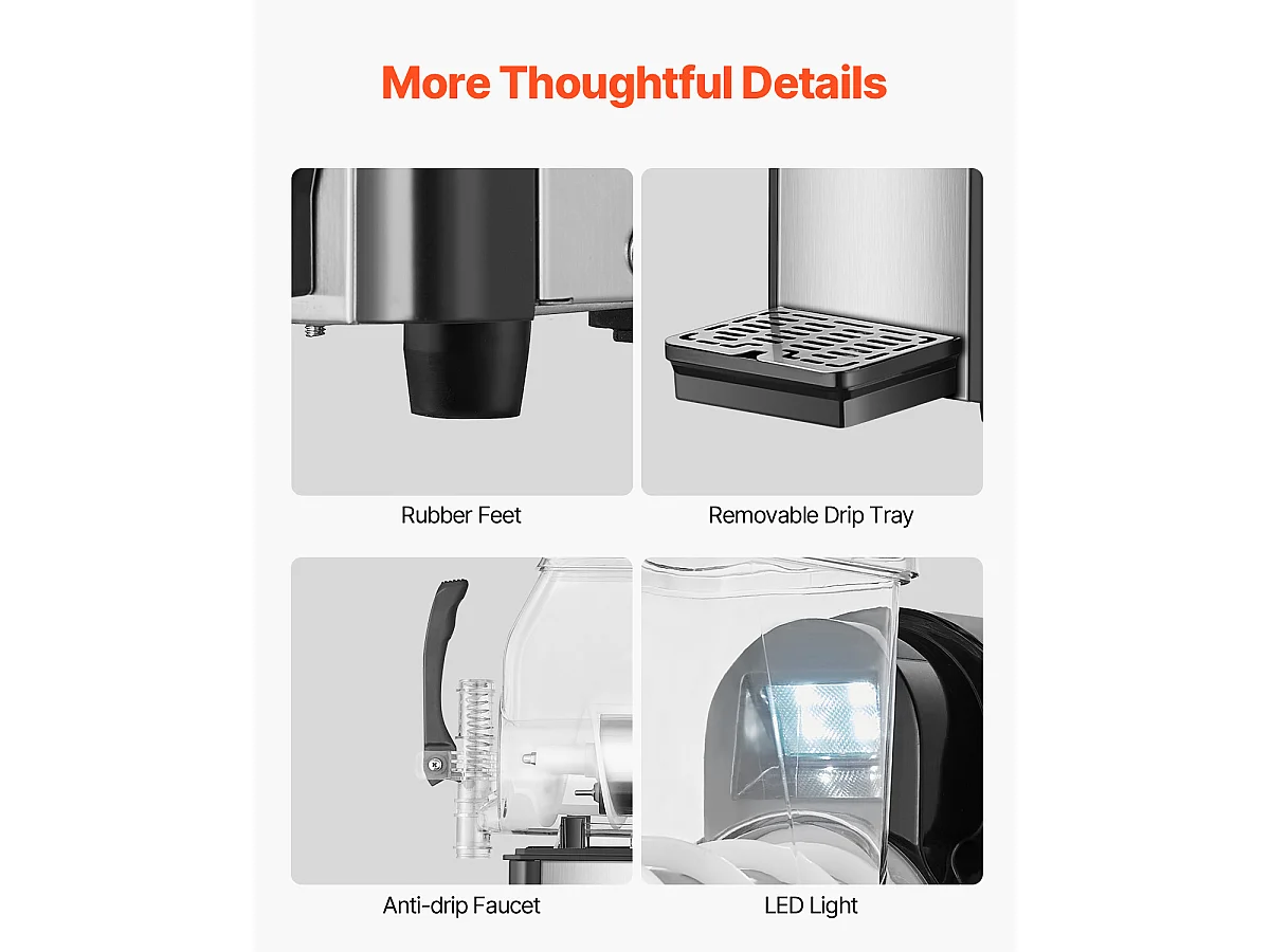 Commerciële Granietenmachine SucceBuy 4 L, Margarita in RVS 16 Bekers, voor het Huis, de Feesten, de Restaurants, de Cafés