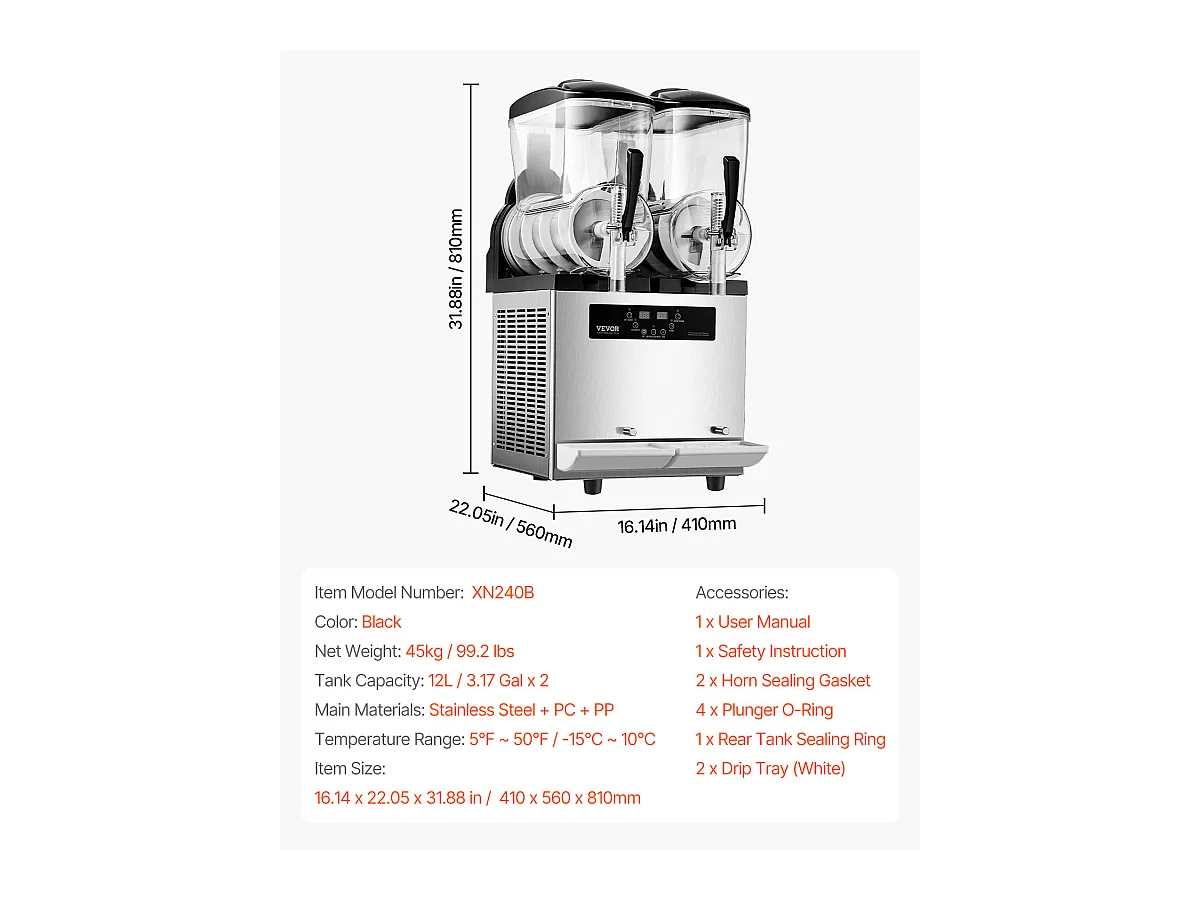 Machine à Granité Commerciale SucceBuy 12 Lx2, Machine à Smoothie Margarita, Acier Inoxydable, pour la Maison, la Fête, le Café, le Bar