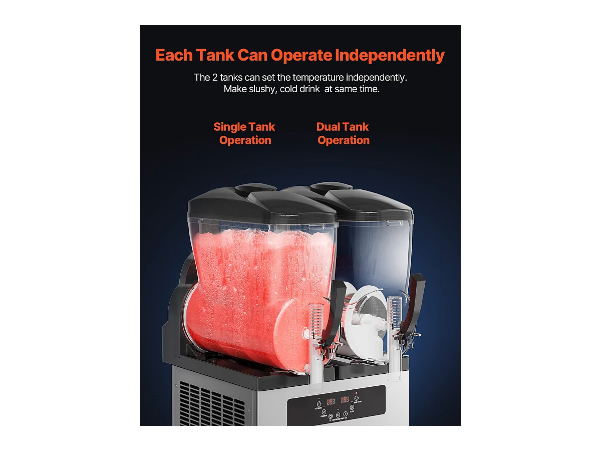 Machine à Granité Commerciale SucceBuy 12 Lx2, Machine à Smoothie Margarita, Acier Inoxydable, pour la Maison, la Fête, le Café, le Bar