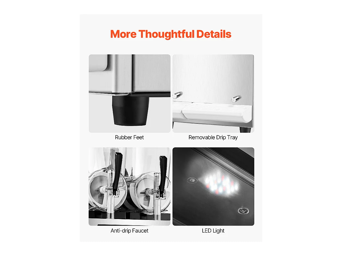 Machine à Granité Commerciale SucceBuy 12 Lx2, Machine à Smoothie Margarita, Acier Inoxydable, pour la Maison, la Fête, le Café, le Bar