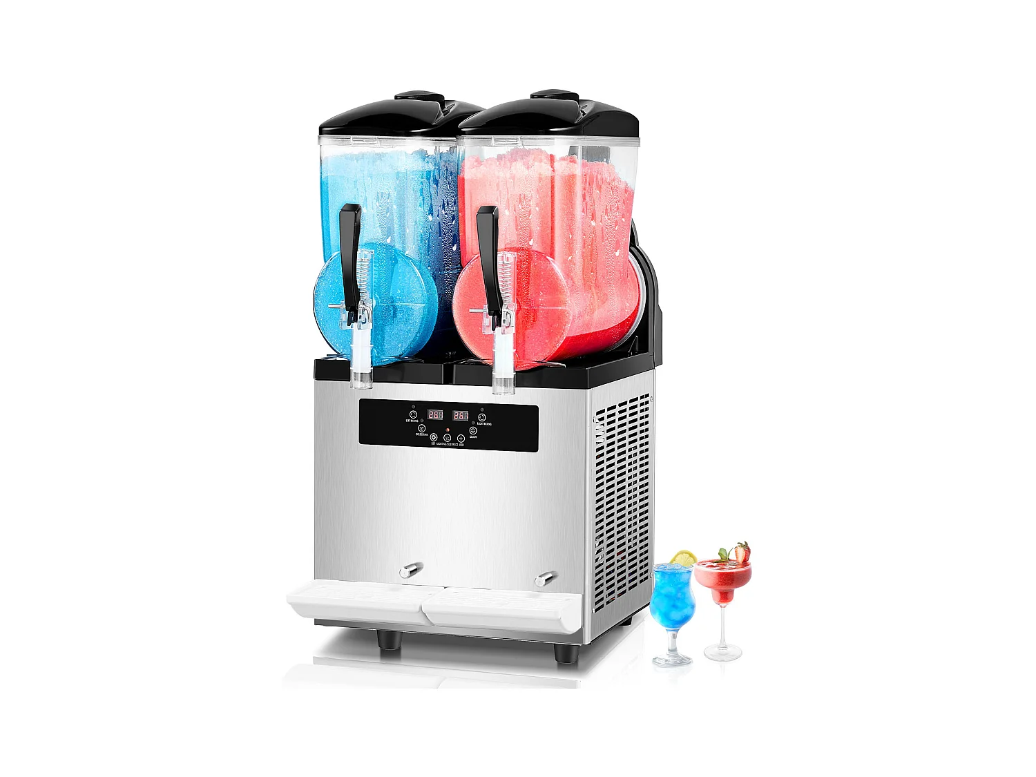 Machine à Granité Commerciale SucceBuy 12 Lx2, Machine à Smoothie Margarita, Acier Inoxydable, pour la Maison, la Fête, le Café, le Bar