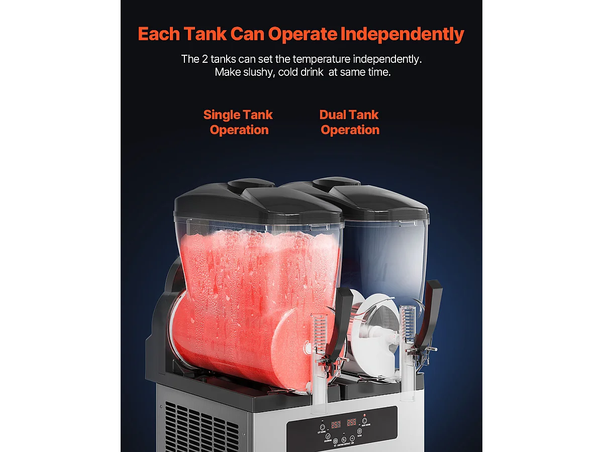 Máquina de Granizado Comercial SucceBuy 12 Lx2, Máquina de Smoothie Margarita, Acero Inoxidable, para la Casa, la Fiesta, el Café, el Bar