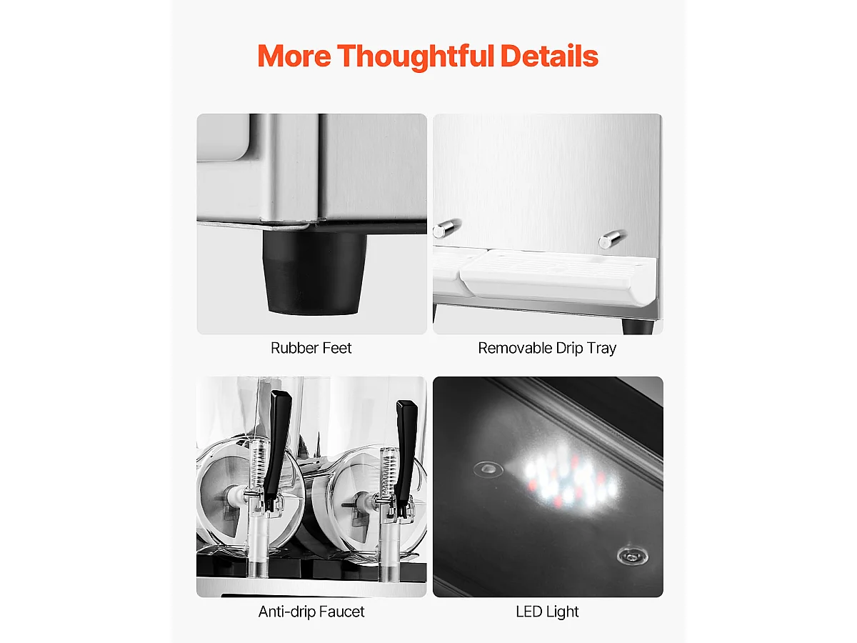 Máquina de Granizado Comercial SucceBuy 12 Lx2, Máquina de Smoothie Margarita, Acero Inoxidable, para la Casa, la Fiesta, el Café, el Bar