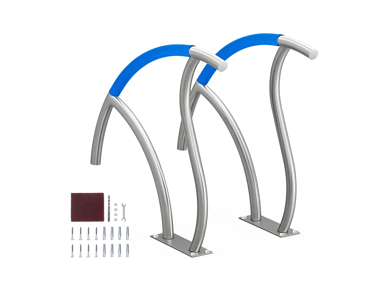 Main Courante de Piscine, SucceBuy Rampe de Piscine 2 Pièces 76×76 cm, Acier Inoxydable avec Plaque de Base pour Spas