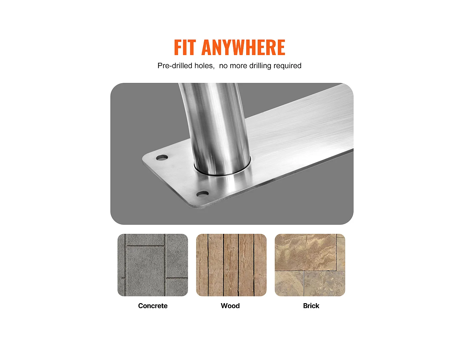 Main Courante de Piscine, SucceBuy Rampe de Piscine 2 Pièces 76×76 cm, Acier Inoxydable avec Plaque de Base pour Spas