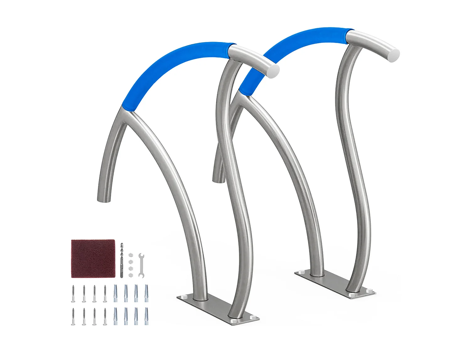 Main Courante de Piscine, SucceBuy Rampe de Piscine 2 Pièces 76×76 cm, Acier Inoxydable avec Plaque de Base pour Spas